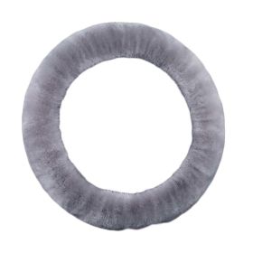 Grey Fluffy Steering Wheel Cover Warm Winter Plush Car Wheel Protector Universal Car Accessories for Women