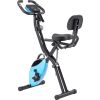 Folding Exercise Bike, Fitness Upright and Recumbent X-Bike with 10-Level Adjustable Resistance, Arm Bands and Backrest