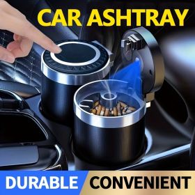 Car Ashtray Multi-functional Universal Household Portable Metal Liner Ashtray Car Accessories (Color: Blue)