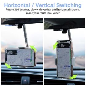 New Car Rearview Mirror Mount Phone Holder For iPhone  GPS Seat Smartphone Car Phone Holder Stand Adjustable Support (Color: Black)