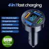 66W 4 Ports USB Car Charger Fast Charging PD Quick Charge 3.0 USB C Car Phone Charger Adapter For iPhone 13